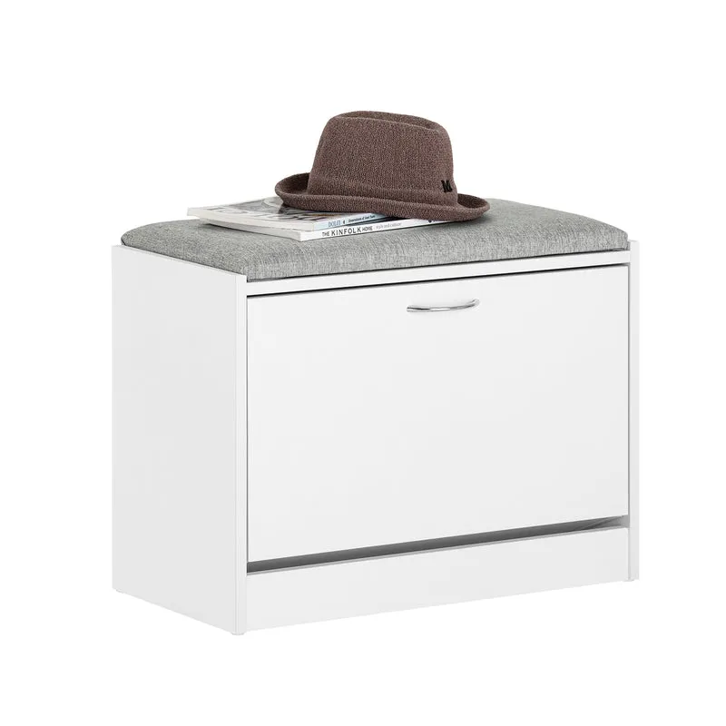 SoBuy FSR16-HG Banc à Chaussures avec 1 Abattant et Coussin Rembourré, Coffre de Rangement pour Entrée – 60x30x46 cm, Gris