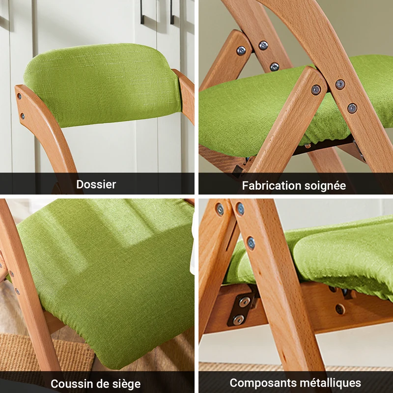 SoBuy FST92-GR Chaise Pliante Rembourrée en Bois – Vert