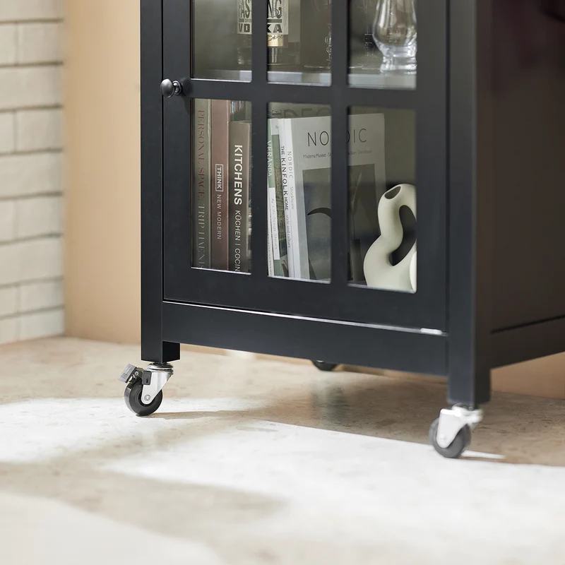 SoBuy FKW98-SCH Chariot de Service Desserte de Cuisine à roulettes Meuble de Rangement pour Cuisine et Salon L63xP46xH88cm - Noir