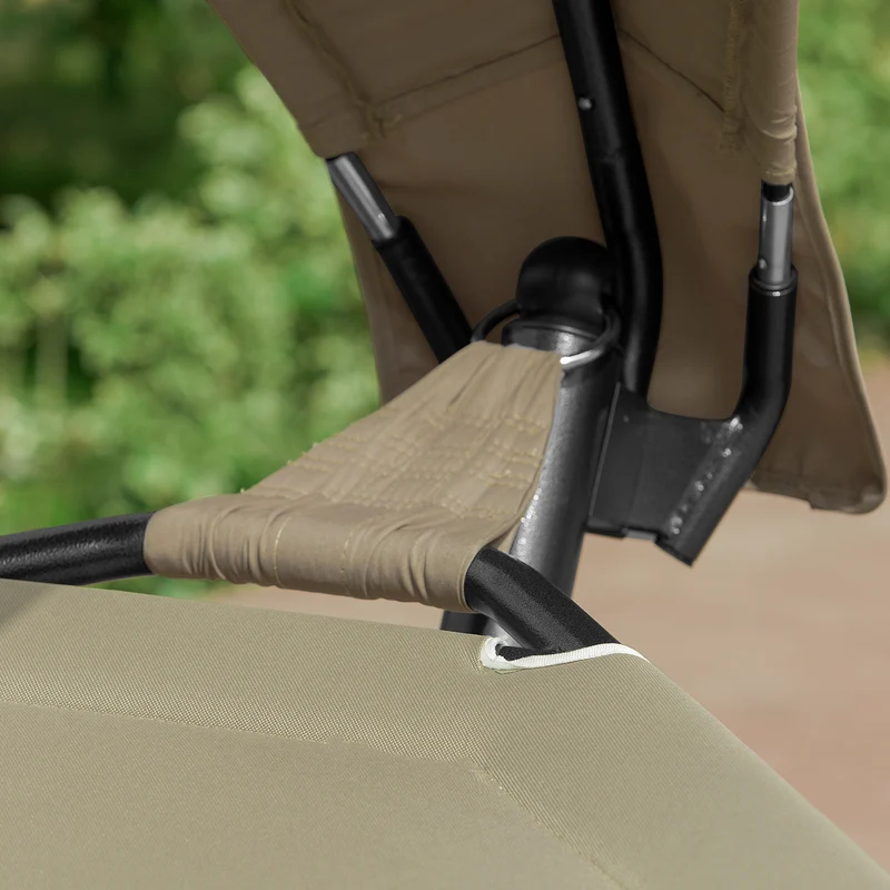 SoBuy OGS51-BR Hamac de Jardin avec Support et Pare-Soleil Bain de Soleil Transat Suspendu