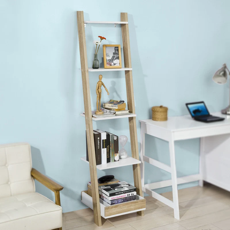 SoBuy FRG229-WN Étagère échelle escalier Bibliothèque Séjour Salon Salle de Bain