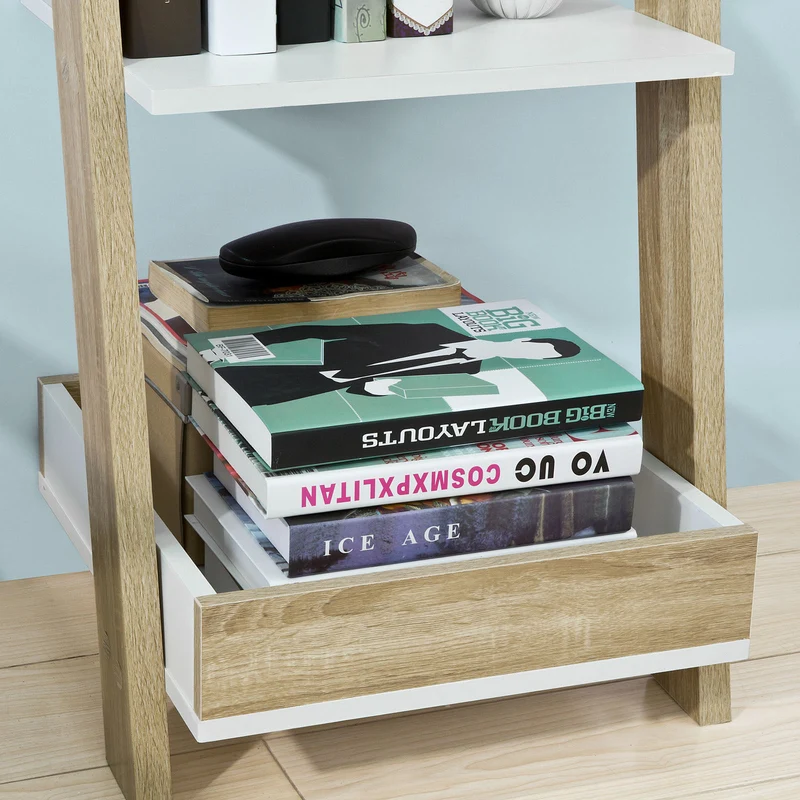 SoBuy FRG229-WN Étagère échelle escalier Bibliothèque Séjour Salon Salle de Bain