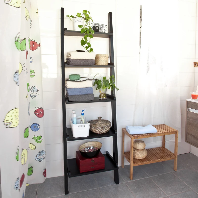 SoBuy FRG17-SCH étagère murale style échelle Bibliothèque – 5 étages
