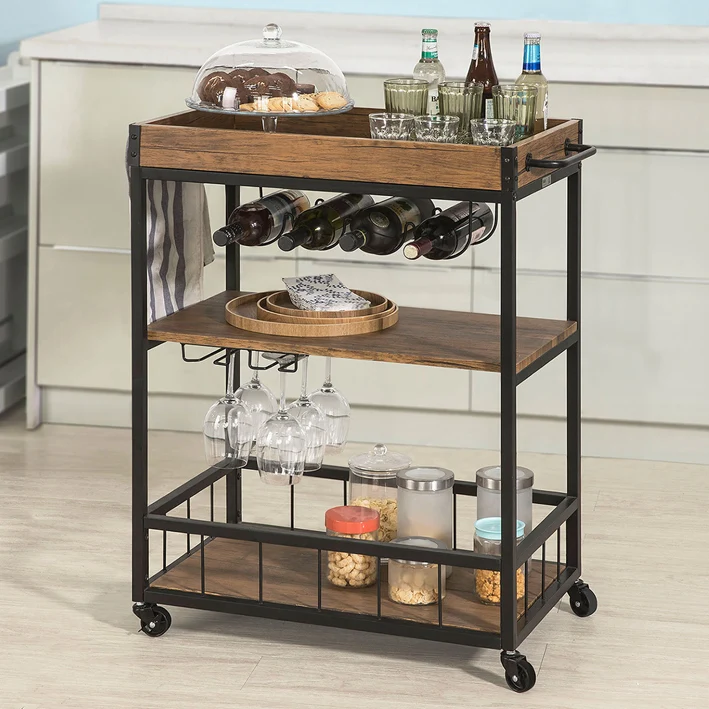 SoBuy FKW56-N Chariot de Service Desserte à roulettes Chariot Commode Roulant