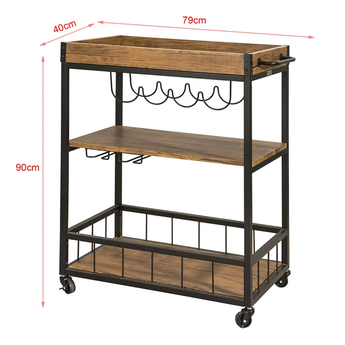 SoBuy FKW56-N Chariot de Service Desserte à roulettes Chariot Commode Roulant