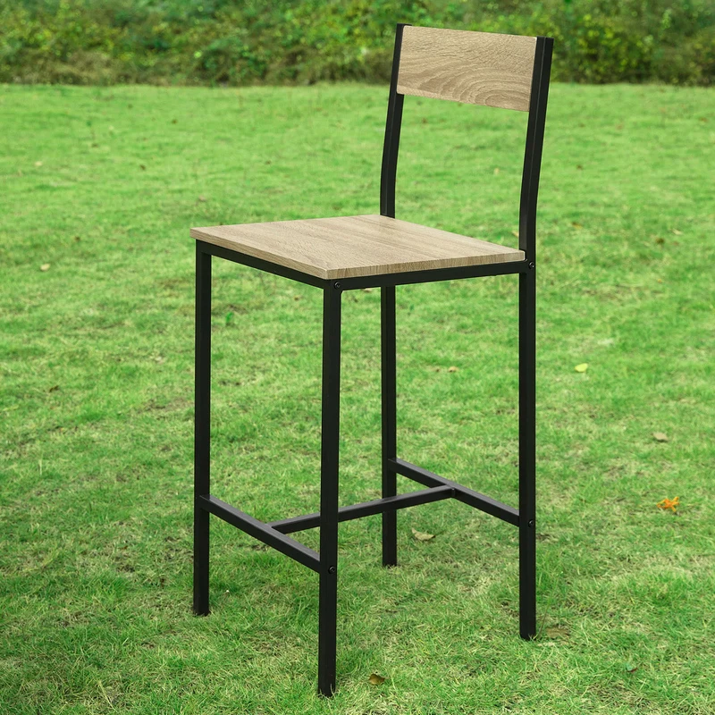 SoBuy OGT16-N Ensemble Table de Bar Bistrot + 2 Tabourets de Bar avec 3 Étagères Latéraux