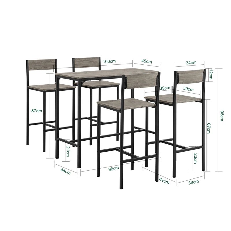 SoBuy OGT14-N Ensemble Table Haute avec 1 Table et 4 Tabourets, Format Gain de Place, pour Cuisine et Salle à Manger, Design Fonctionnel, Pratique – Naturel