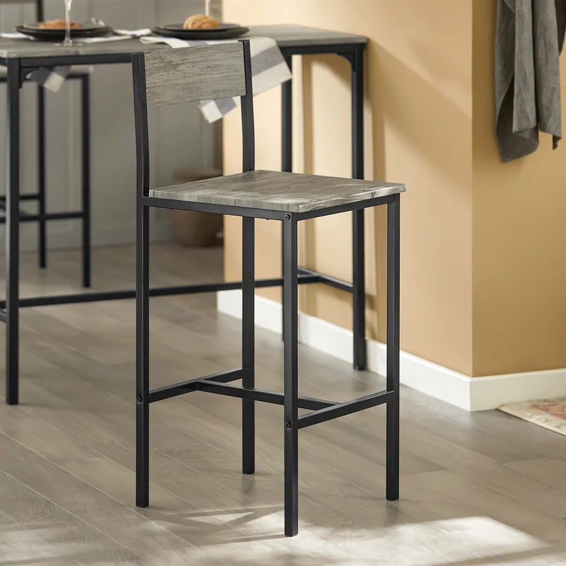 SoBuy OGT14-N Ensemble Table Haute avec 1 Table et 4 Tabourets, Format Gain de Place, pour Cuisine et Salle à Manger, Design Fonctionnel, Pratique – Naturel