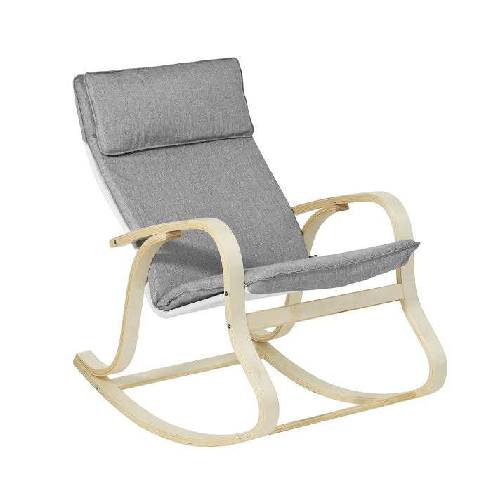 SoBuy FST15-DG Rocking Chair, Fauteuil à bascule, Fauteuil relax, Bouleau Flexible -Gris