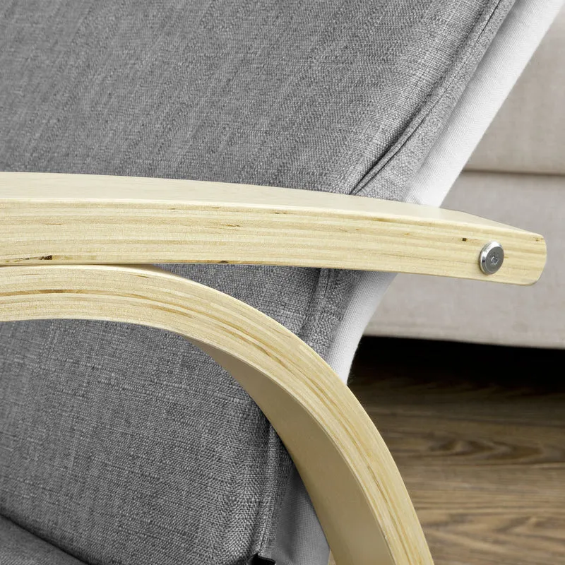 SoBuy FST15-DG Rocking Chair, Fauteuil à bascule, Fauteuil relax, Bouleau Flexible -Gris
