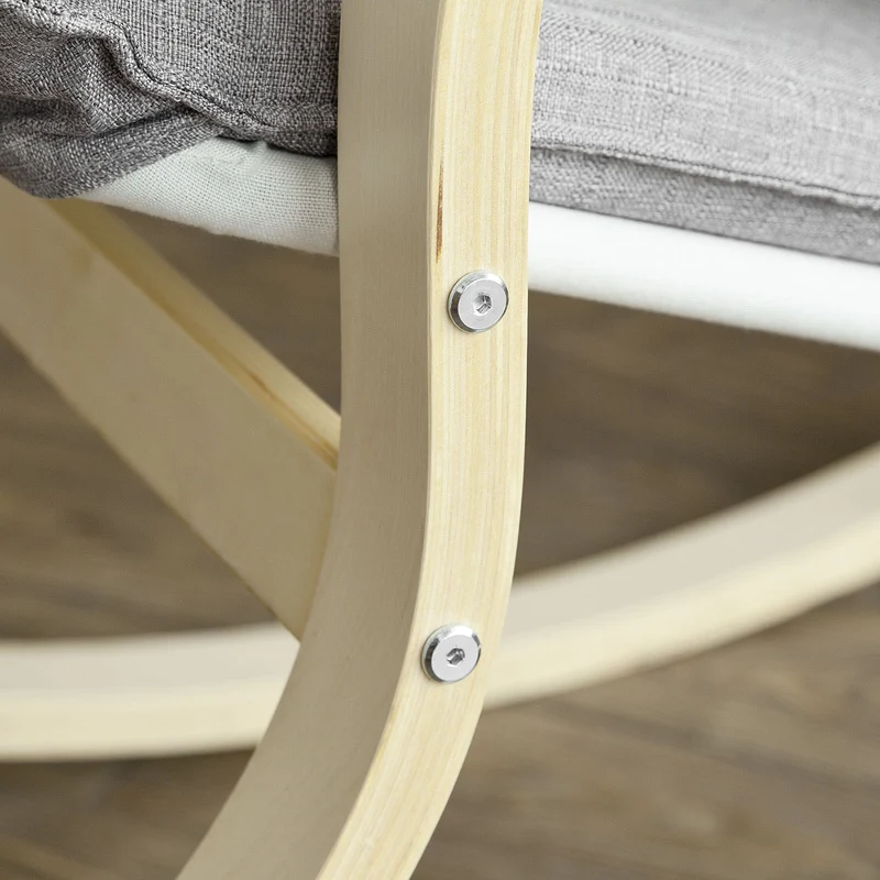 SoBuy FST15-DG Rocking Chair, Fauteuil à bascule, Fauteuil relax, Bouleau Flexible -Gris