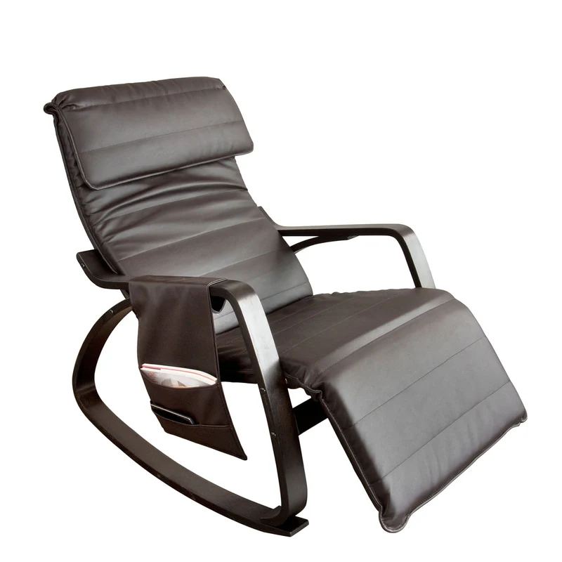 SoBuy FST20-BR Fauteuil à Bascule Berçante Relax avec Pochette Latérale Amovible