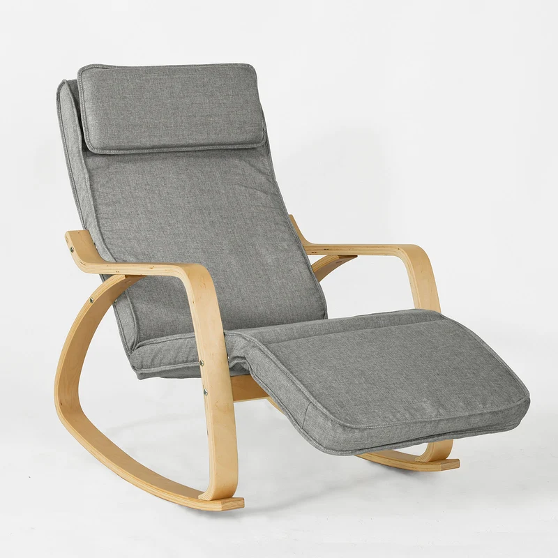 SoBuy FST18-DG Rocking Chair Fauteuil à Bascule avec Repose-pieds