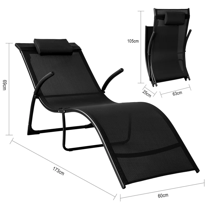 SoBuy OGS45-SCH Chaise Longue Pliable Transat de Jardin Bascule avec Appui-tête