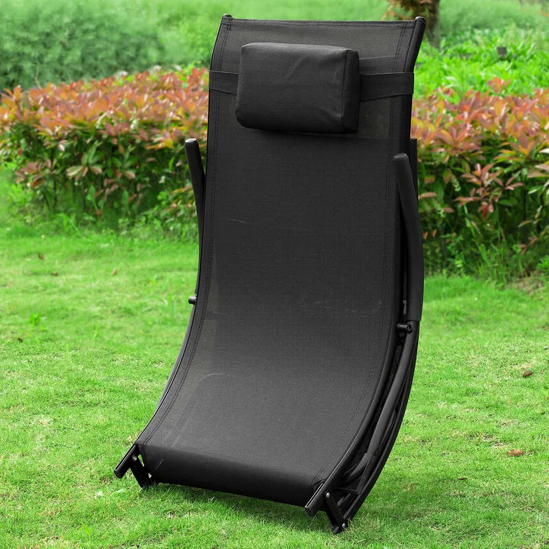 SoBuy OGS45-SCH Chaise Longue Pliable Transat de Jardin Bascule avec Appui-tête