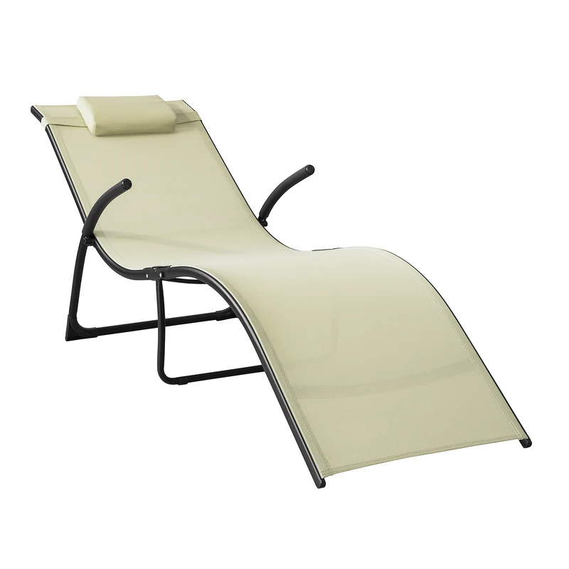 SoBuy OGS45-MI Chaise Longue Pliable Transat de Jardin Bascule avec Appui-tête