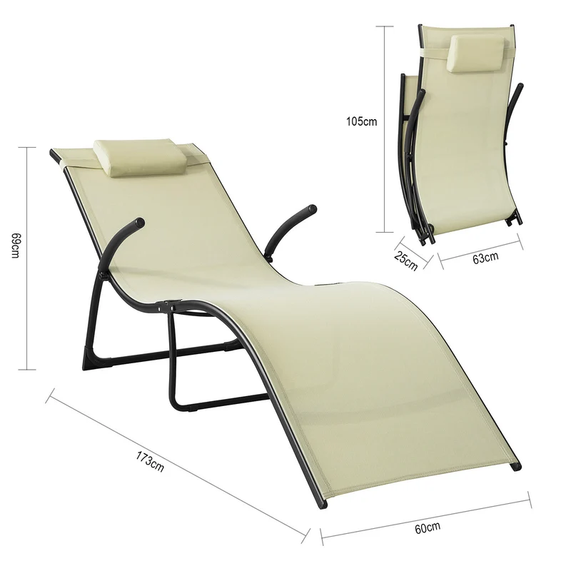 SoBuy OGS45-MI Chaise Longue Pliable Transat de Jardin Bascule avec Appui-tête
