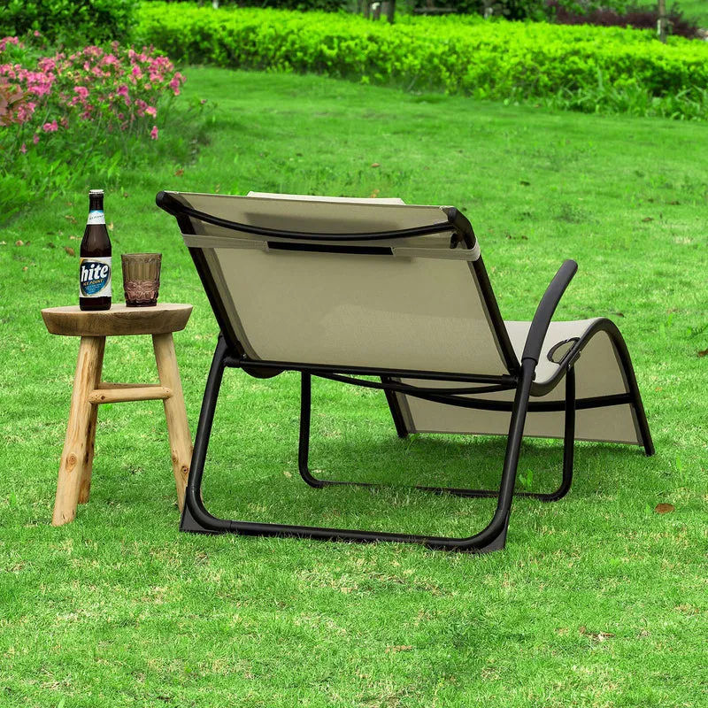SoBuy OGS45-MI Chaise Longue Pliable Transat de Jardin Bascule avec Appui-tête