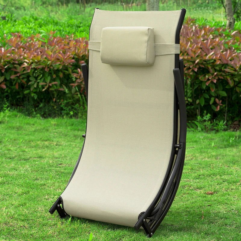 SoBuy OGS45-MI Chaise Longue Pliable Transat de Jardin Bascule avec Appui-tête