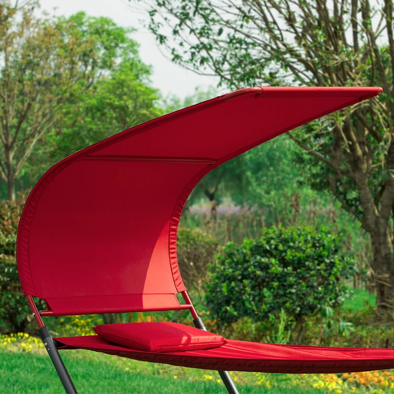 SoBuy OGS44-R Transat de Jardin Transat à Bascule avec Pare-Soleil et 2 roulettes Chaise Longue