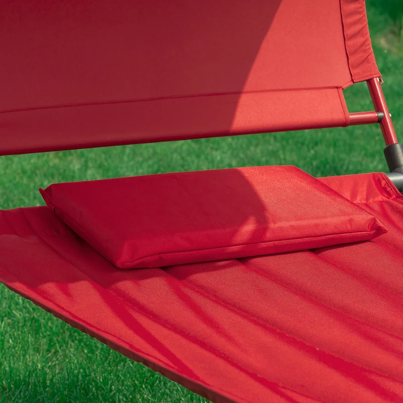 SoBuy OGS44-R Transat de Jardin Transat à Bascule avec Pare-Soleil et 2 roulettes Chaise Longue