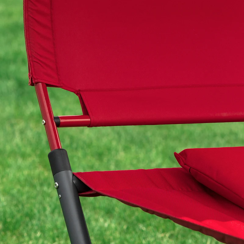 SoBuy OGS44-R Transat de Jardin Transat à Bascule avec Pare-Soleil et 2 roulettes Chaise Longue