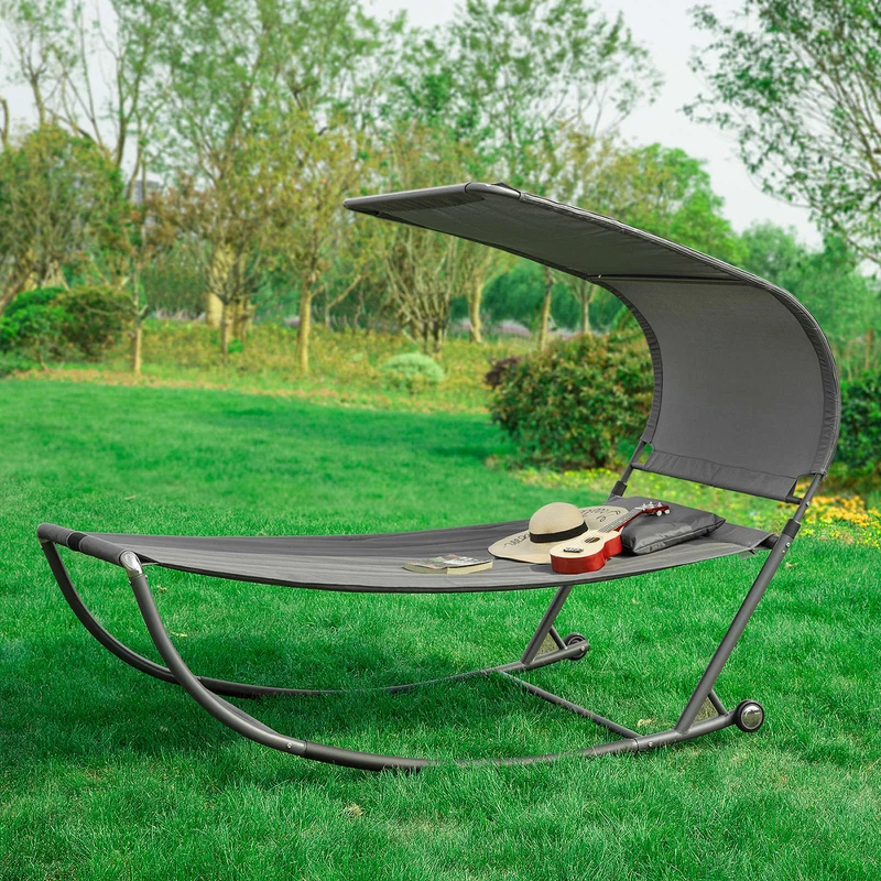 SoBuy OGS44-DG Transat de Jardin Transat à Bascule avec Pare-Soleil