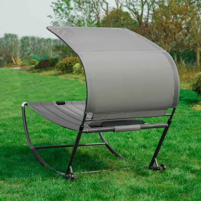SoBuy OGS44-DG Transat de Jardin Transat à Bascule avec Pare-Soleil