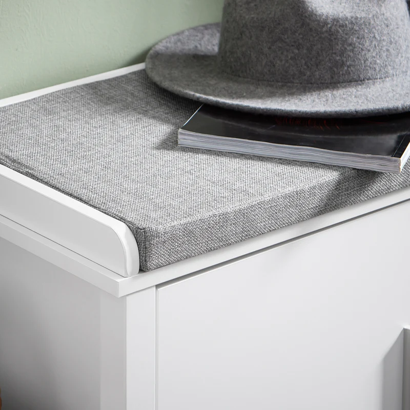 SoBuy FSR168-W Banc à Chaussures Banc de Rangement Meuble d'Entrée Meuble à Chaussures, 2 Portes Coussin Rembourré