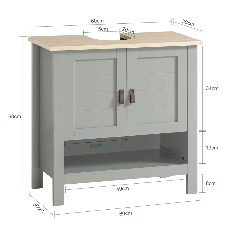 SoBuy BZR69-HG Meuble sous Lavabo, Meuble sous Vasque, Meuble de Salle de Bain, Placard de Rangement, Armoire Salle de Bain