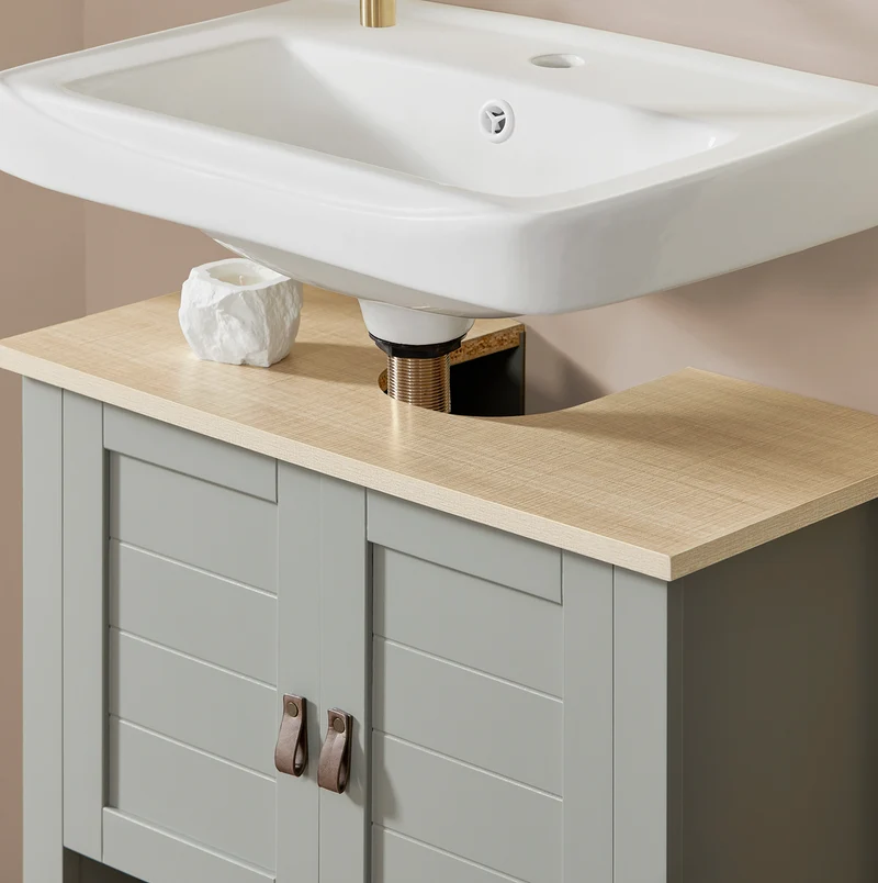 SoBuy BZR69-HG Meuble sous Lavabo, Meuble sous Vasque, Meuble de Salle de Bain, Placard de Rangement, Armoire Salle de Bain