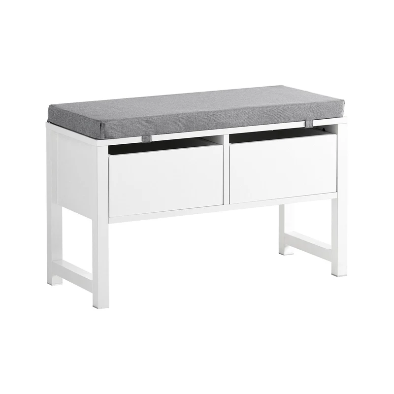 SoBuy FSR88-W Banc à Chaussures avec Coussin Rembourré et Rangement pour Entrée Couloir – 72x30x46 cm, Blanc