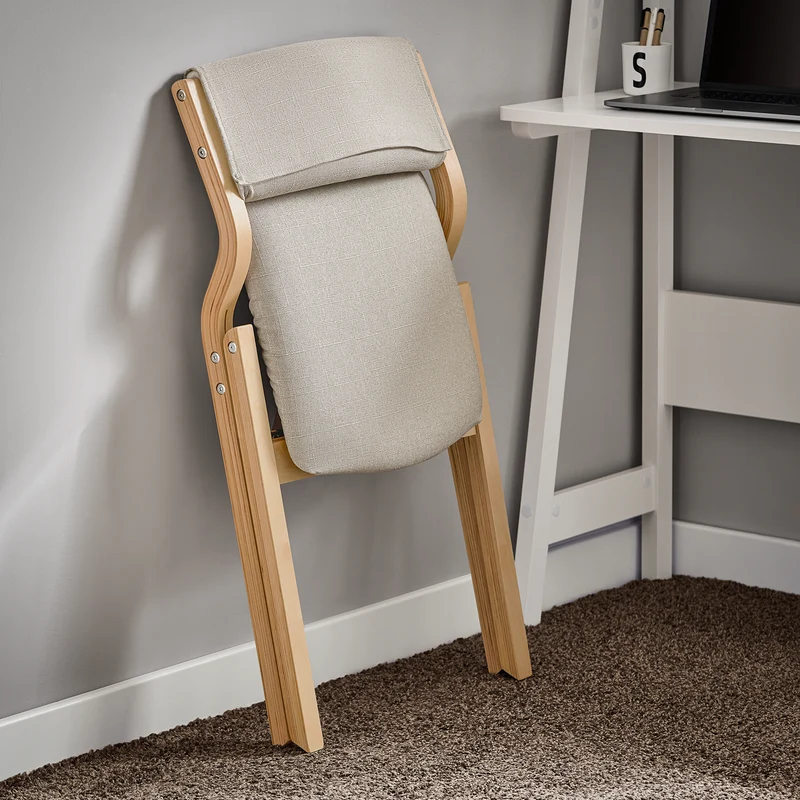 SoBuy FST40-HG Chaise Pliante Confortable en Bois – Housse Amovible Lavable – Naturel