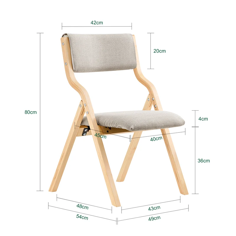 SoBuy FST40-HG Chaise Pliante Confortable en Bois – Housse Amovible Lavable – Naturel