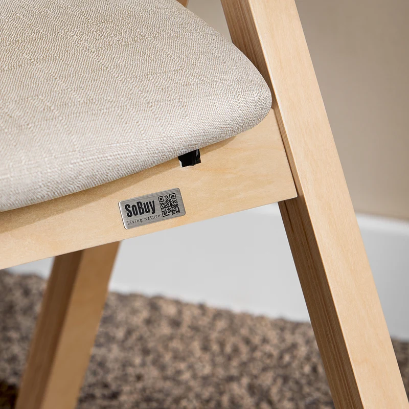 SoBuy FST40-HG Chaise Pliante Confortable en Bois – Housse Amovible Lavable – Naturel
