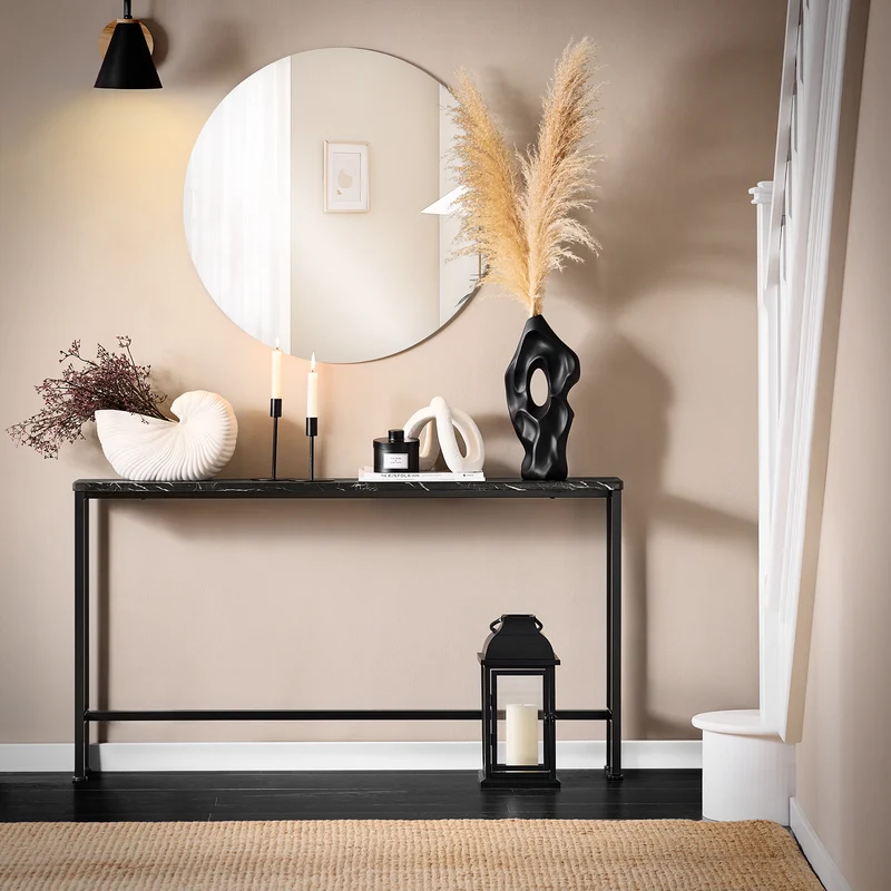 SoBuy FSB19-SCH Console d’Entrée Design Fonctionnel et Gain de Place, Design Moderne, Style Industriel, pour Salon et Chambre – L120×P20×H65 cm, Métal, Noir