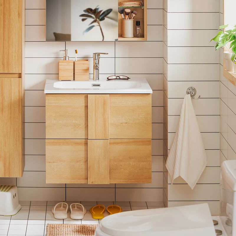 SoBuy BZR172-N Meuble sous Lavabo avec Deux tiroirs Meuble de Rangement Meuble avec lavabo en céramique