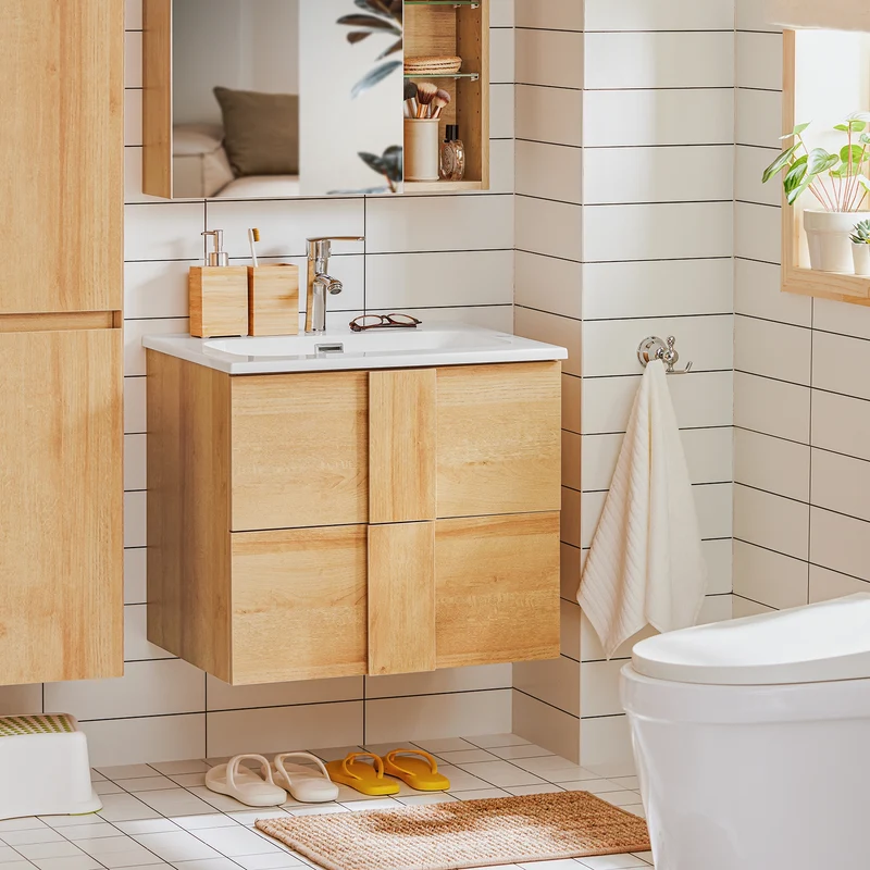 SoBuy BZR172-N Meuble sous Lavabo avec Deux tiroirs Meuble de Rangement Meuble avec lavabo en céramique