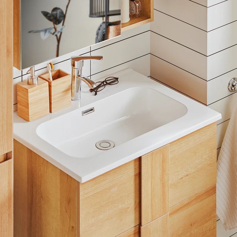 SoBuy BZR172-N Meuble sous Lavabo avec Deux tiroirs Meuble de Rangement Meuble avec lavabo en céramique