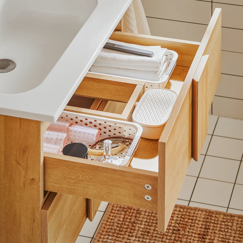 SoBuy BZR172-N Meuble sous Lavabo avec Deux tiroirs Meuble de Rangement Meuble avec lavabo en céramique
