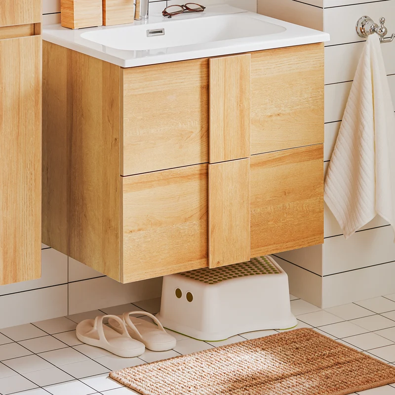 SoBuy BZR172-N Meuble sous Lavabo avec Deux tiroirs Meuble de Rangement Meuble avec lavabo en céramique