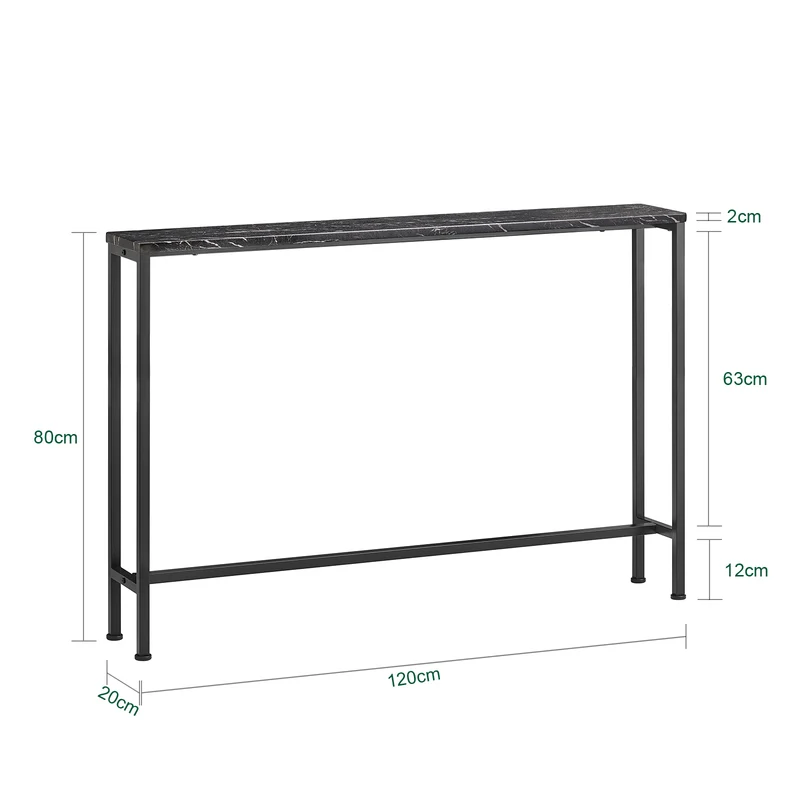 SoBuy FSB19-XL-SCH Console d’Entrée Design Fonctionnel et Gain de Place, Design Moderne, Style Industriel, pour Salon et Chambre – L120×P20×H80 cm, Métal, Noir