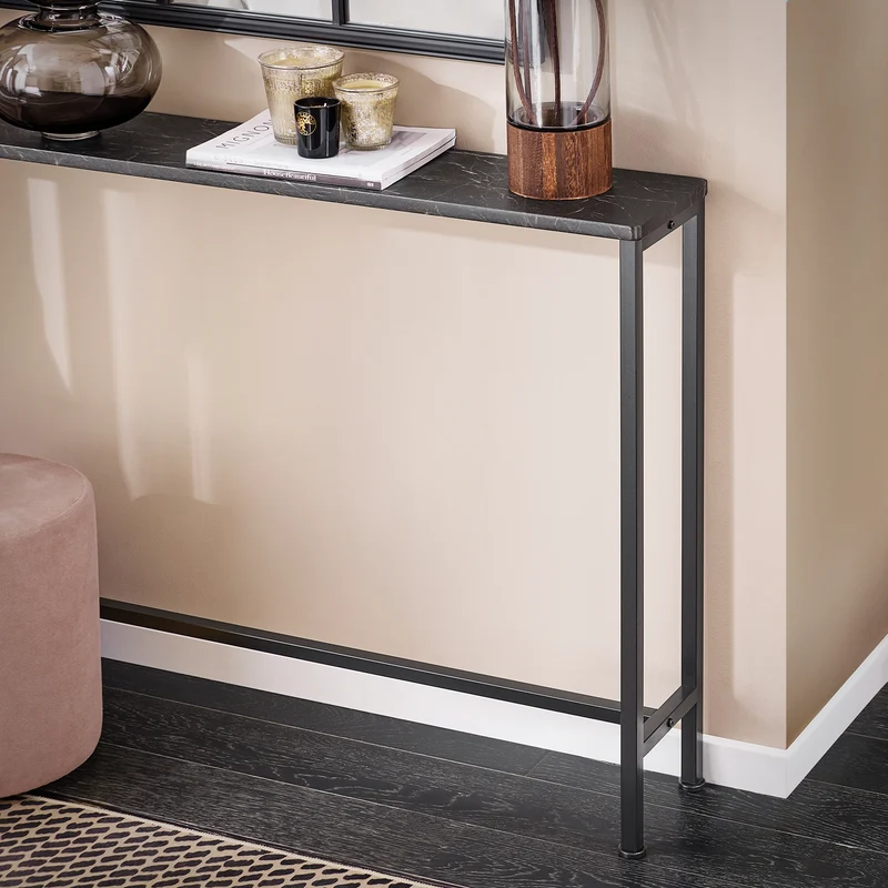 SoBuy FSB19-XL-SCH Console d’Entrée Design Fonctionnel et Gain de Place, Design Moderne, Style Industriel, pour Salon et Chambre – L120×P20×H80 cm, Métal, Noir