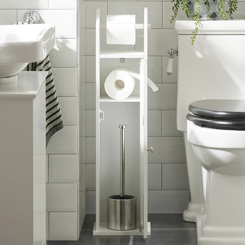 SoBuy FRG135-W Support Papier Toilette Armoir Porte-papier Toilettes Porte Brosse WC