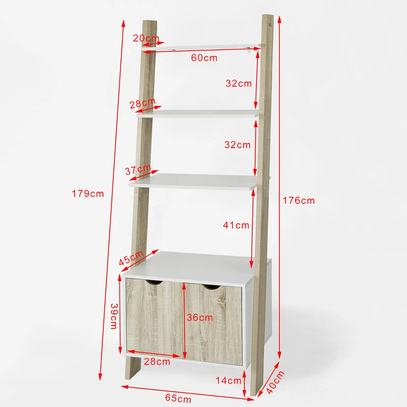SoBuy FRG110-WN Bibliothèque Étagère de Rangement 4 étagères avec 1 armoire modern