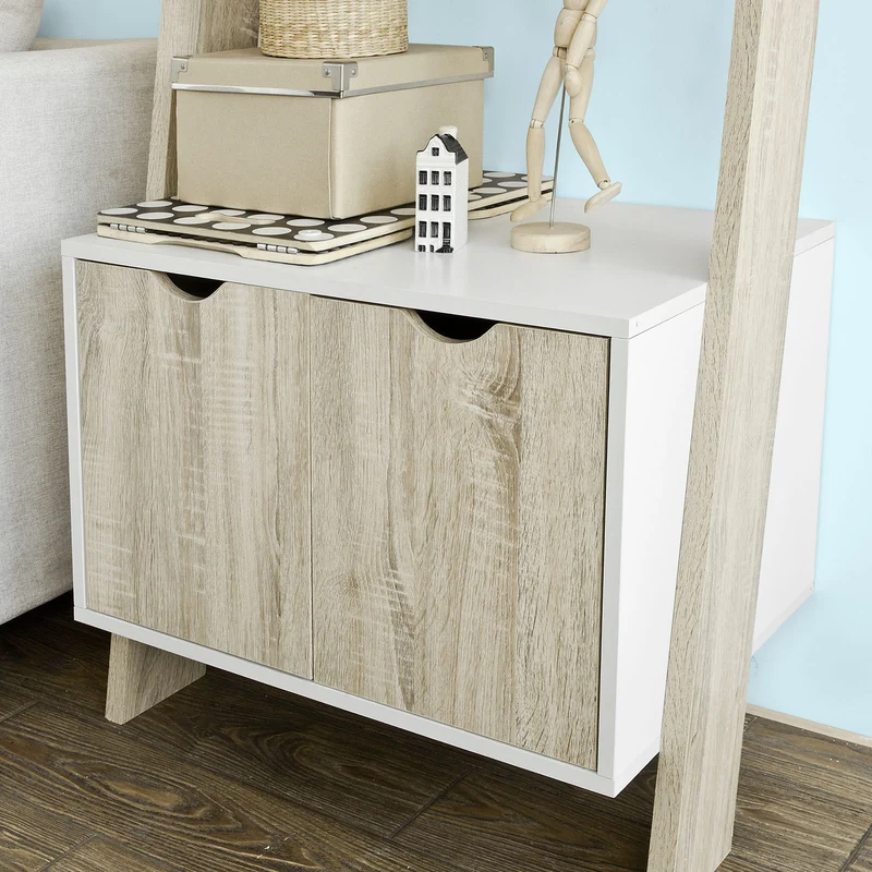 SoBuy FRG110-WN Bibliothèque Étagère de Rangement 4 étagères avec 1 armoire modern