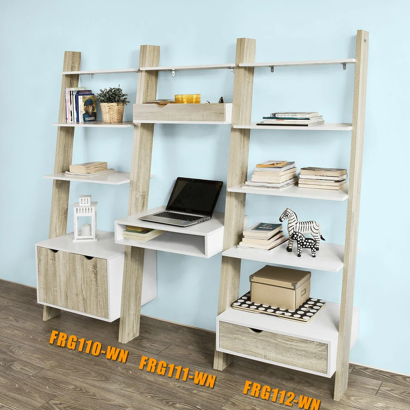 SoBuy FRG110-WN Bibliothèque Étagère de Rangement 4 étagères avec 1 armoire modern
