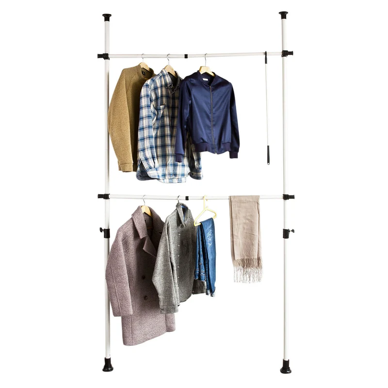 SoBuy FRG109 Télescopique Garde-Robe Système Herkule, 2 Barres Portant de vêtement
