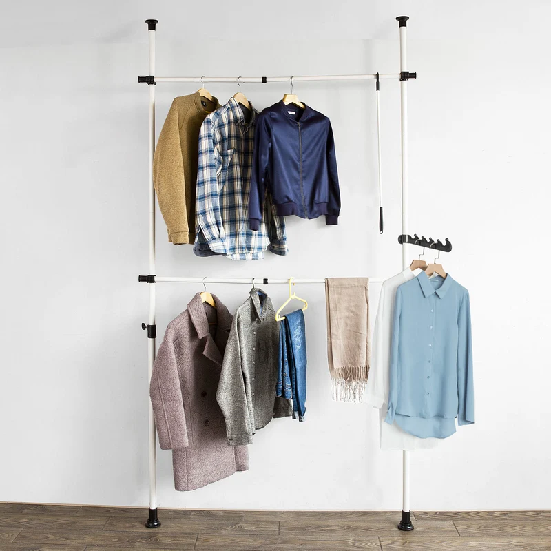 SoBuy FRG109 Télescopique Garde-Robe Système Herkule, 2 Barres Portant de vêtement