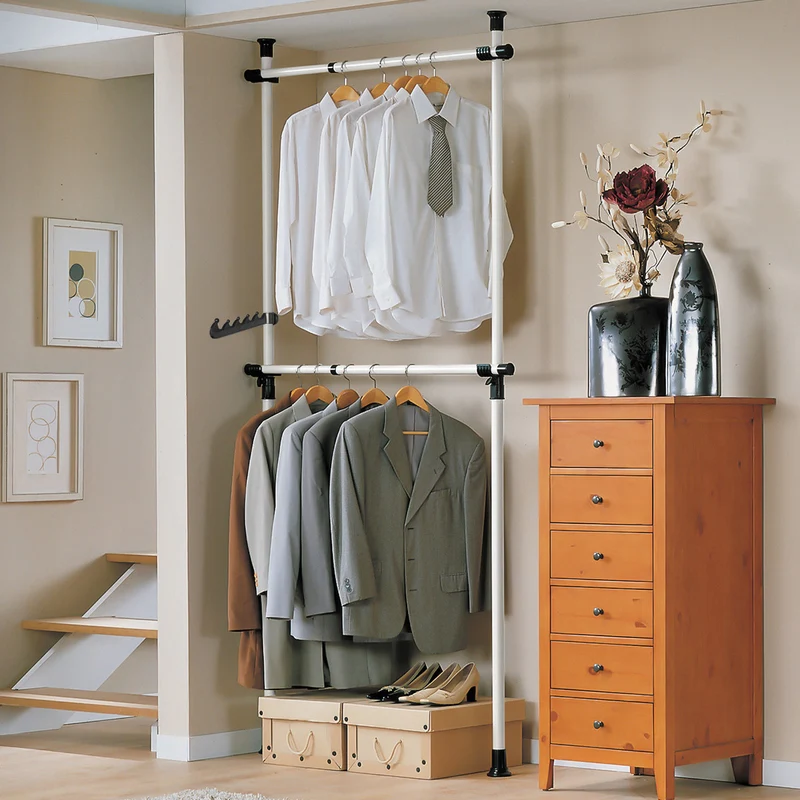 SoBuy FRG109 Télescopique Garde-Robe Système Herkule, 2 Barres Portant de vêtement